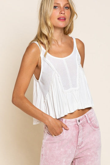 Ivory Acid Wash Babydoll Tank