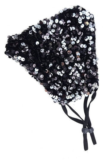 Black Large Sequin Face Mask