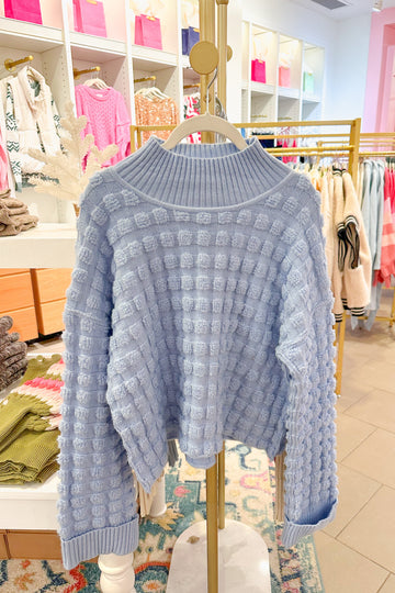 Light Blue Checkered Texture Sweater
