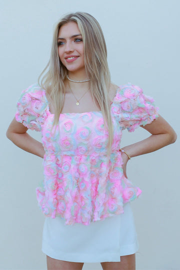 Multi Color Floral Baby Doll Top