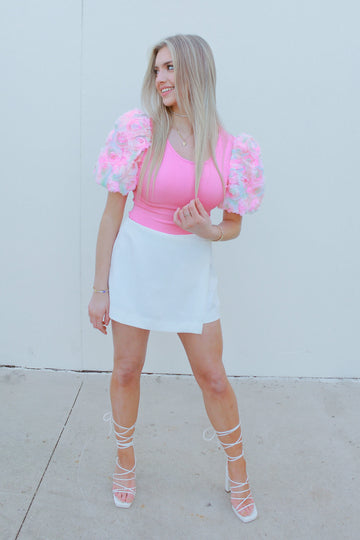 Pink Multi Color Floral Sleeve Bodysuit