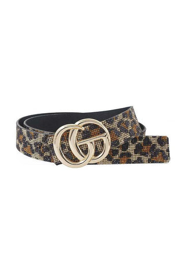 Leopard Rhinestone GG Belt