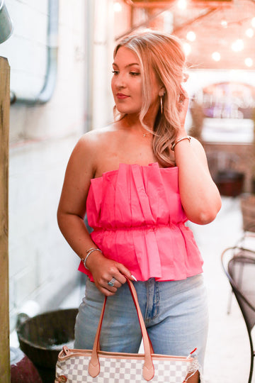 Pink Ruffle Tube Top
