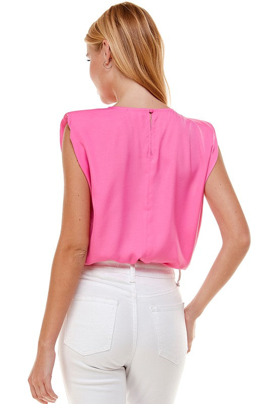 Pink Shoulder Pad Tank Top