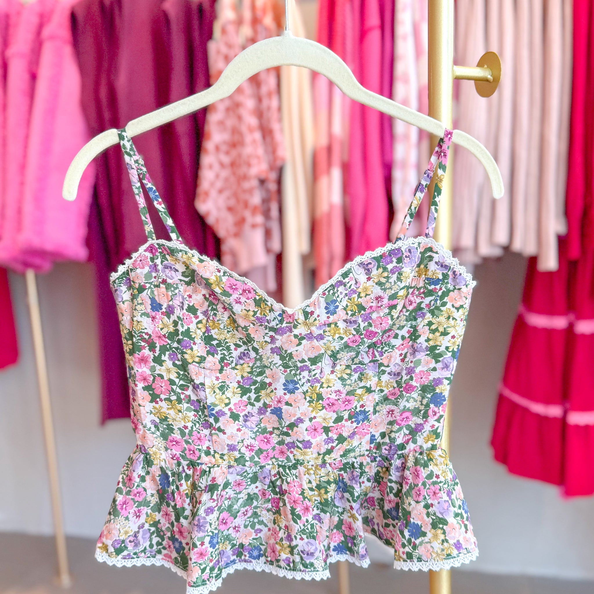 Multi Color Floral Peplum Tank Top