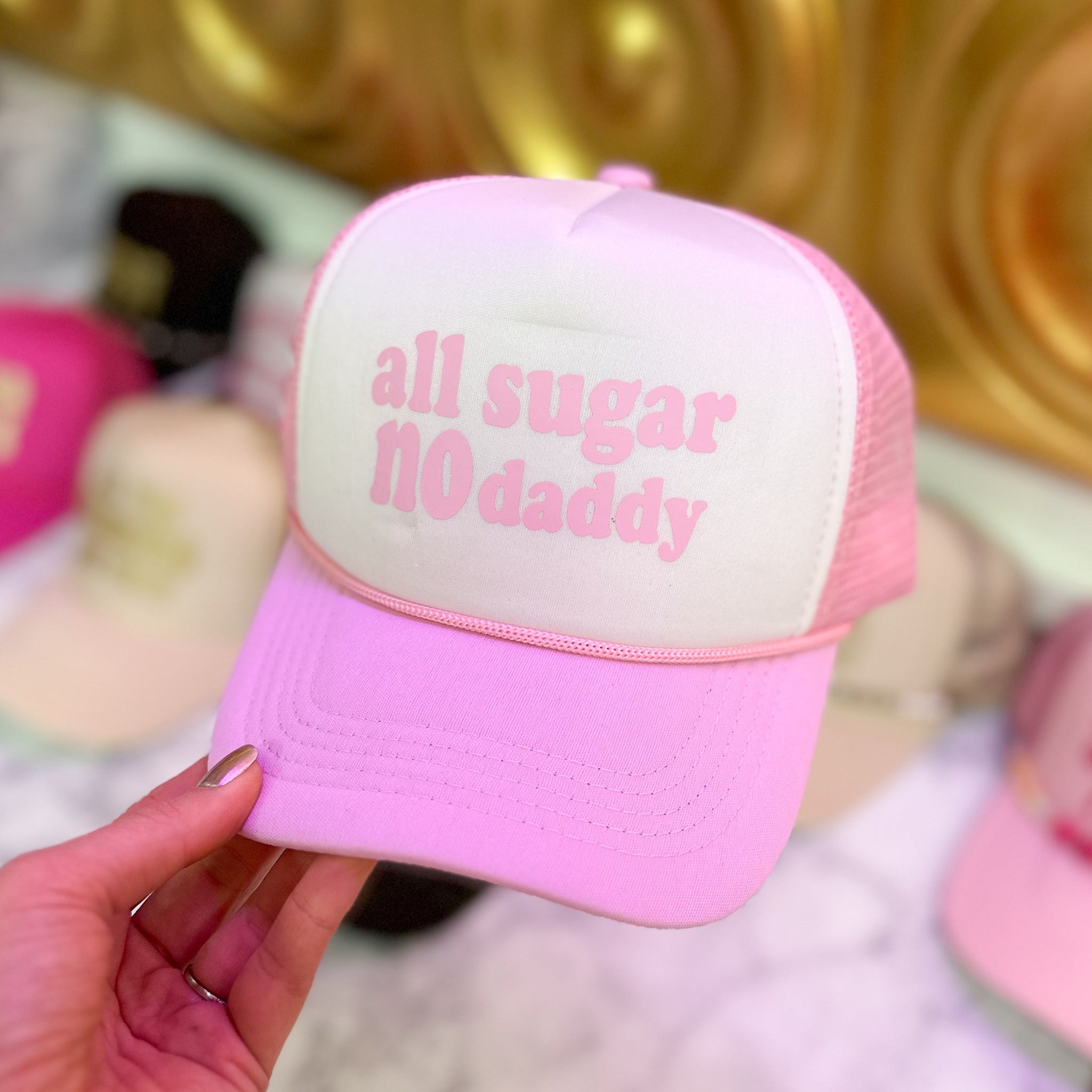 All Sugar No Daddy Pink Trucker Hat