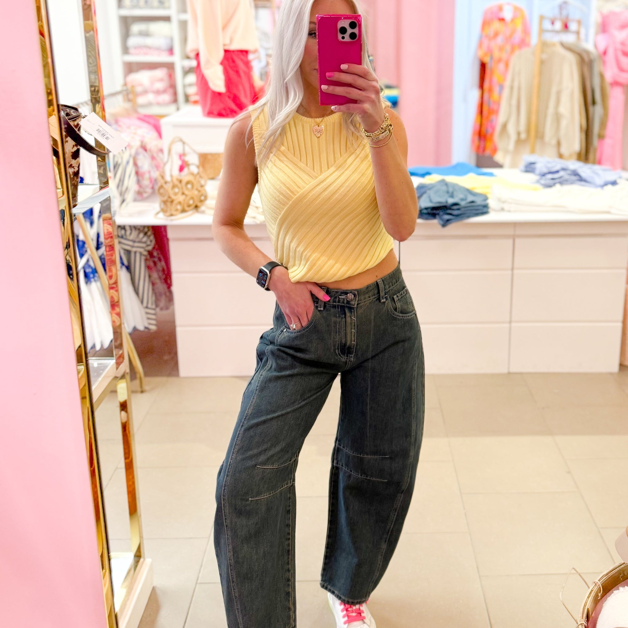 Maranda Dark Wash Barrel Leg Jeans