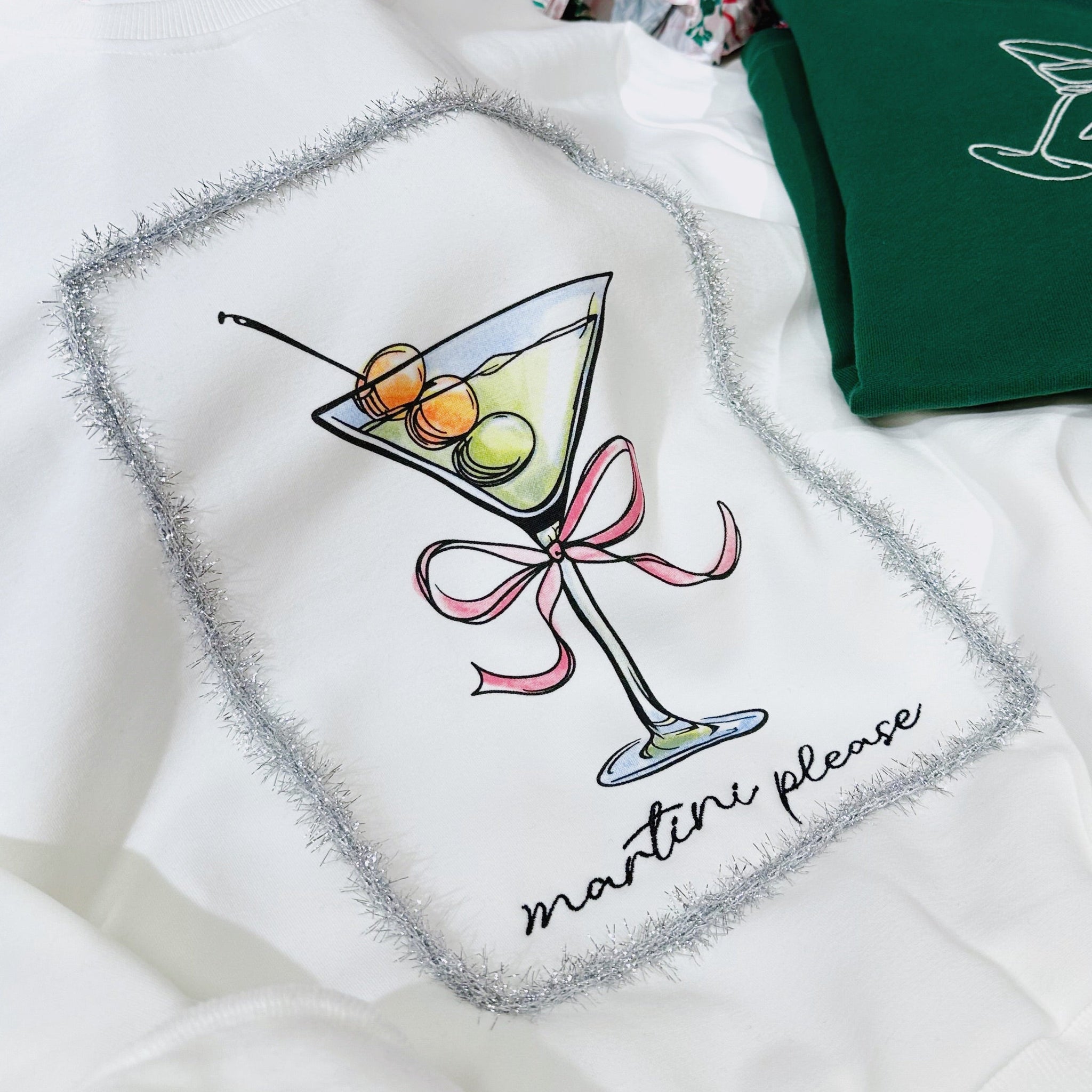 Martini Please Tinsil Embroidered Sweatshirt