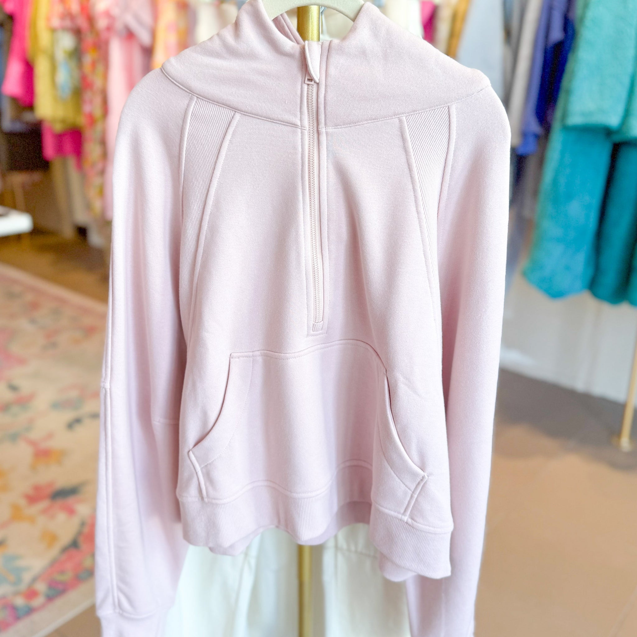 Baby Pink Oversized Half Zip Hoodie