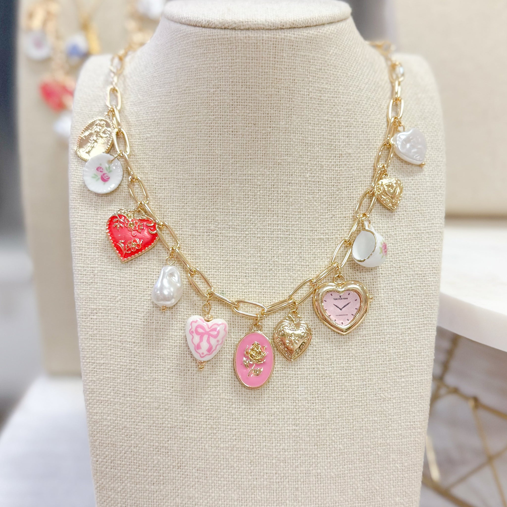 Pink Coquette Charm Necklace
