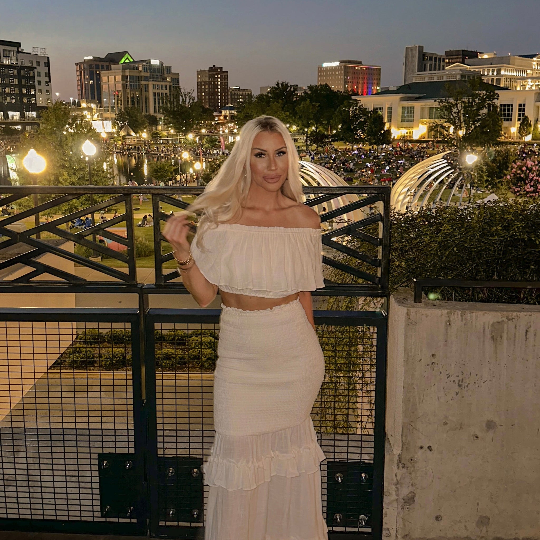 Cream Ruffle Maxi Skirt Set