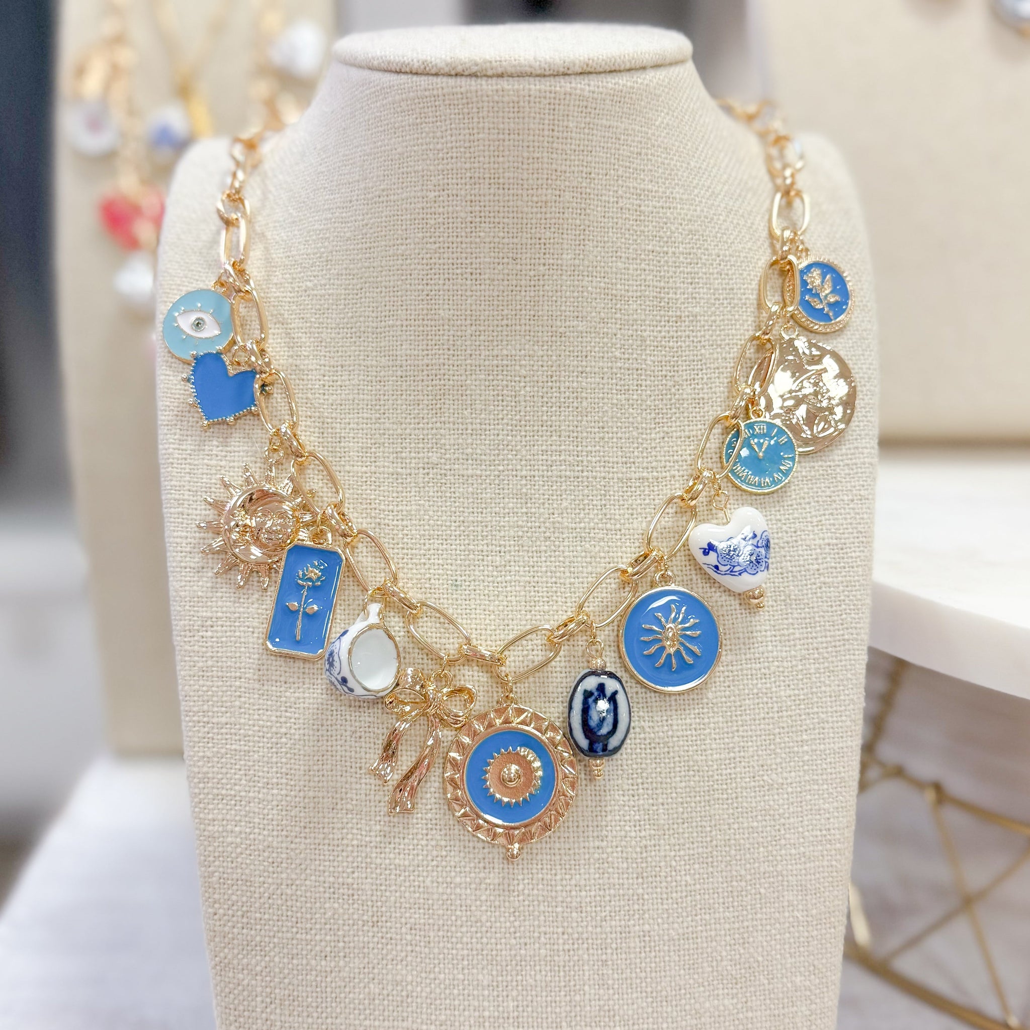 Into The Blue Charm Necklace