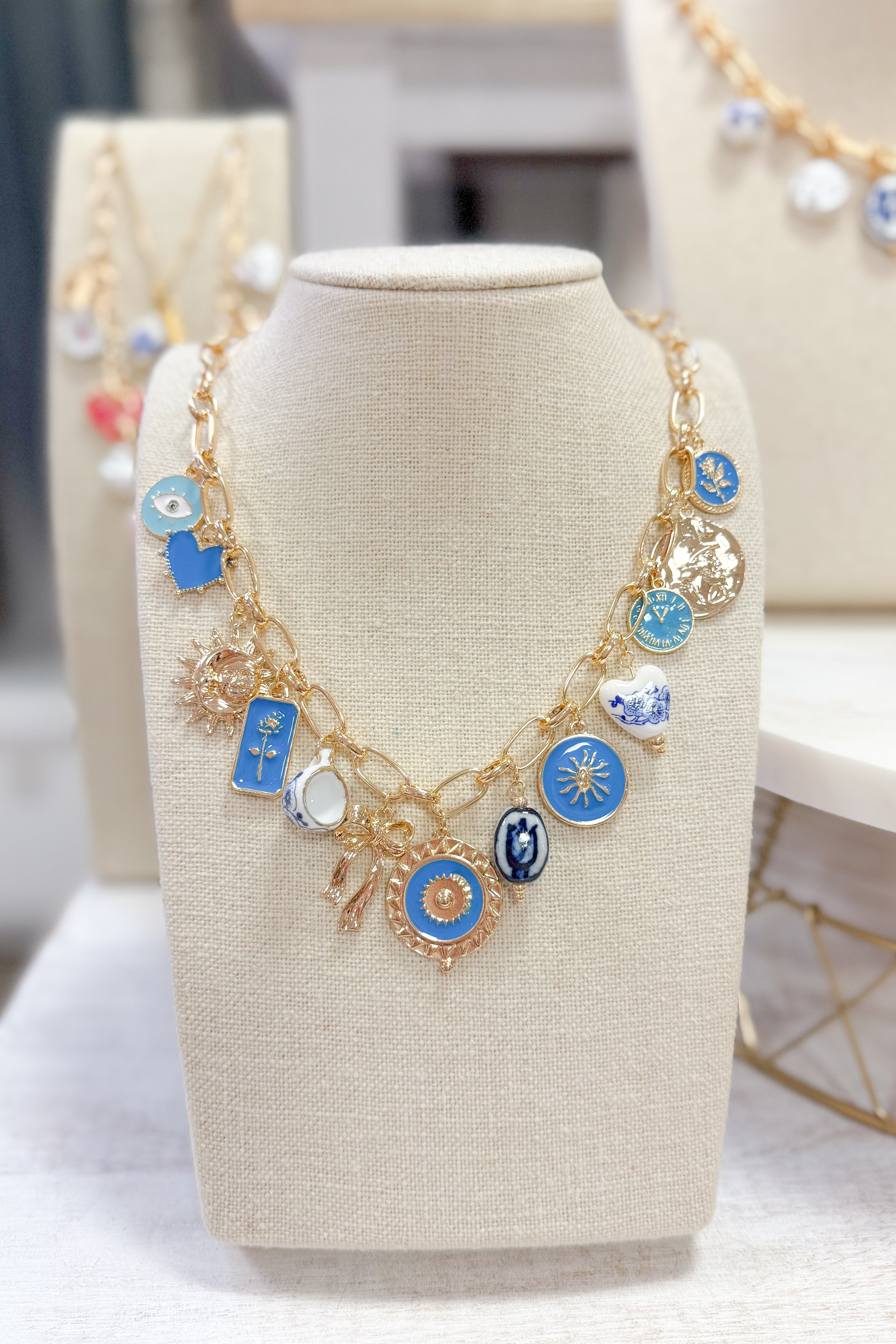 Into The Blue Charm Necklace