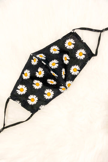 Black Daisy Face Mask