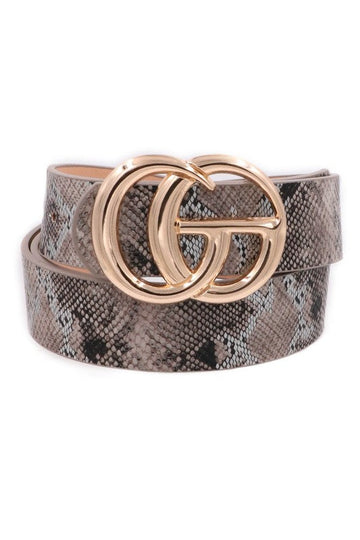 Brown Snakeskin Faux Leather G Belt
