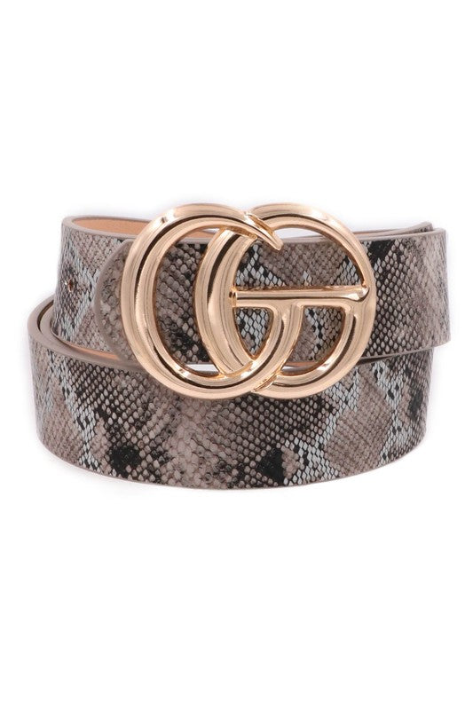 Brown Snakeskin Faux Leather G Belt