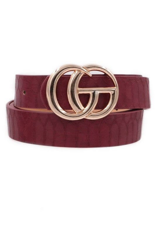 Croc Burgundy Faux Leather G Belt