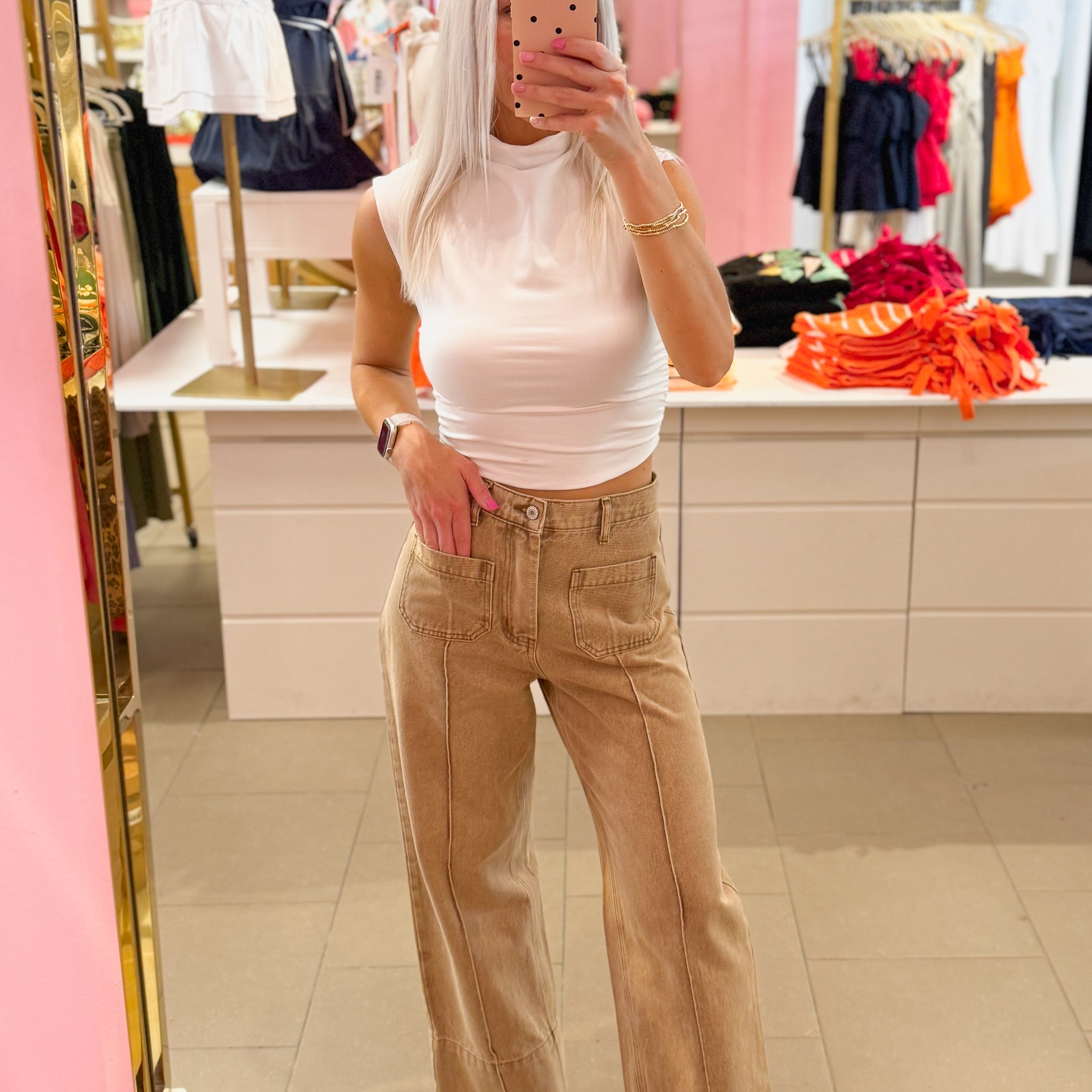 Rust Front Pocket Straight Leg Jeans