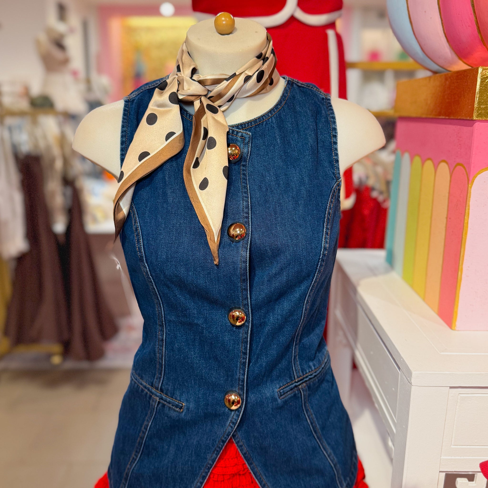 Denim Button Down Sleeveless Vest