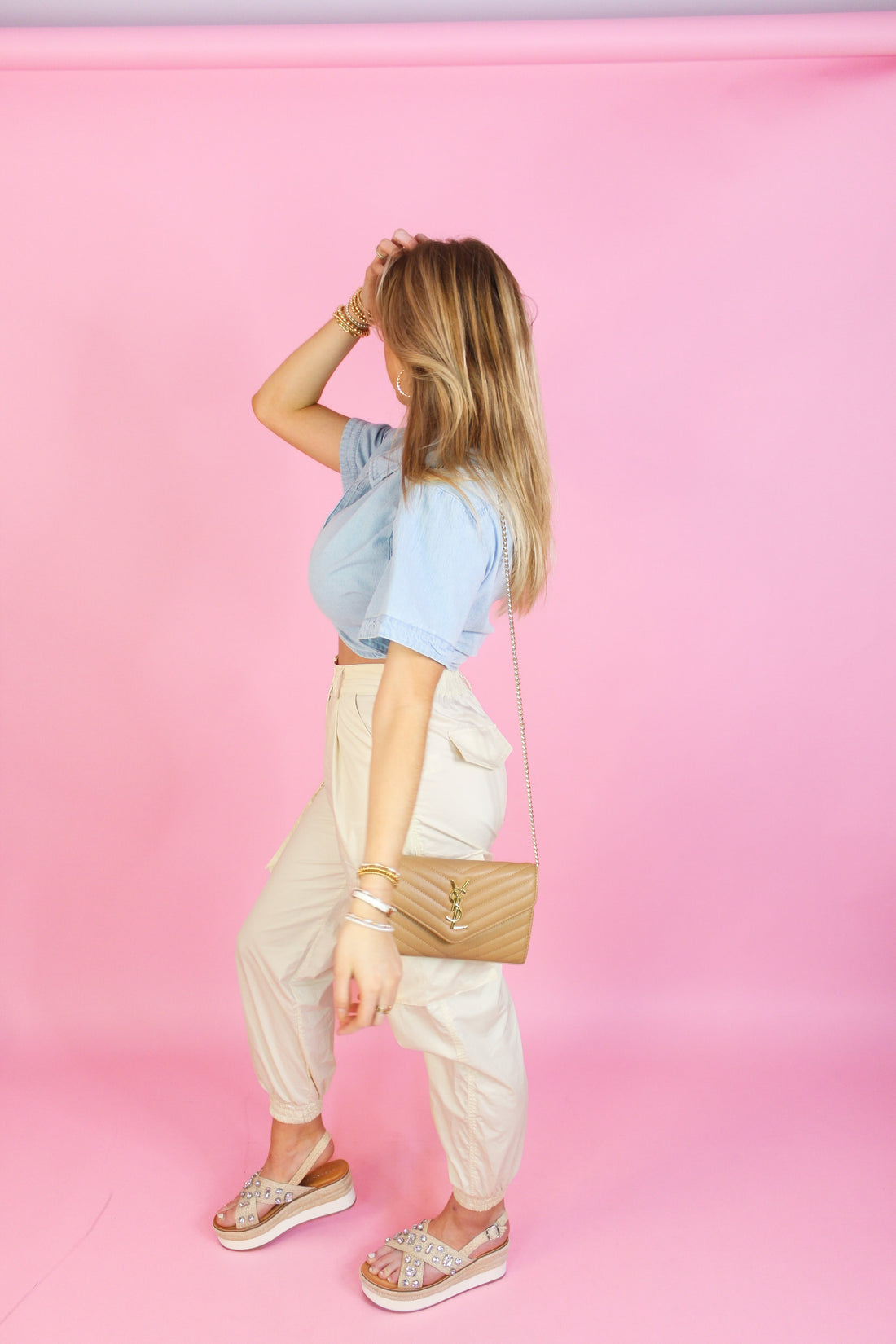 Cream Cargo Jogger Pants