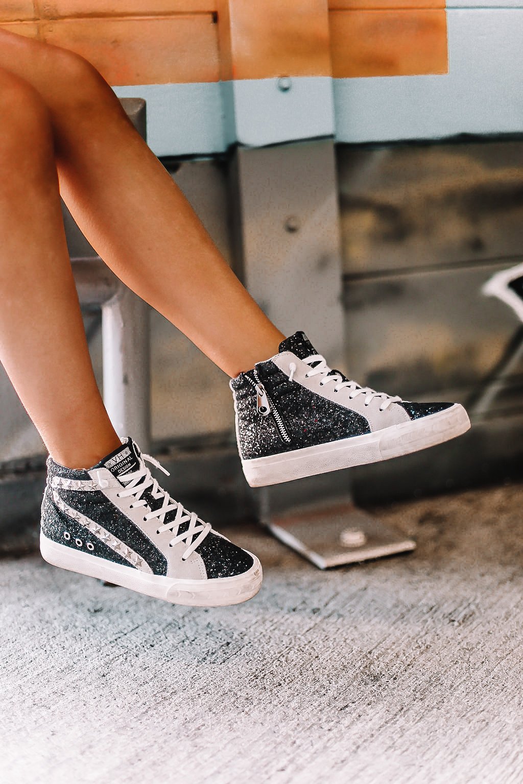 Dormy VH Black Glitter High Top Sneaker