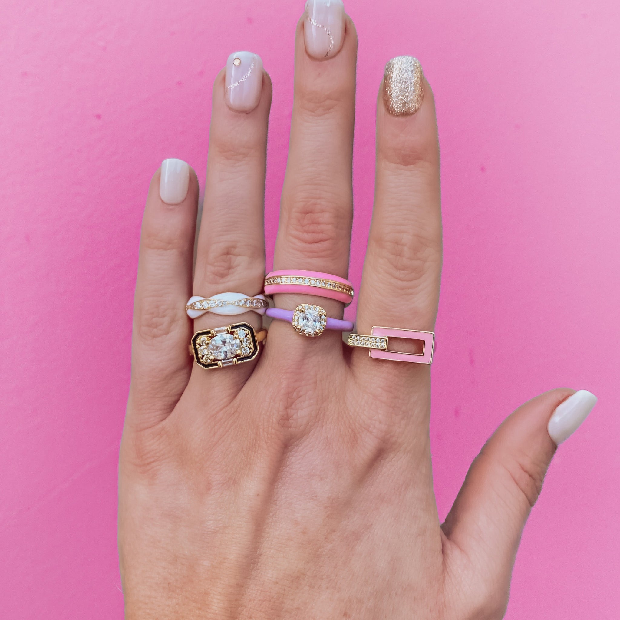Enamel Adjustable Rings