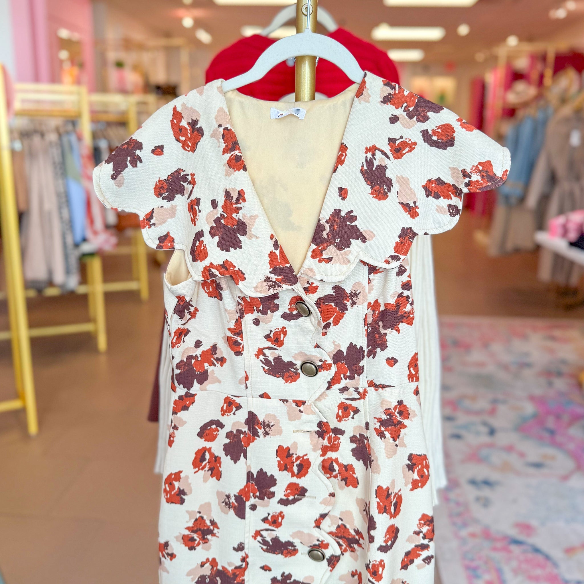 Autumn Florals Scalloped Collar Mini Dress