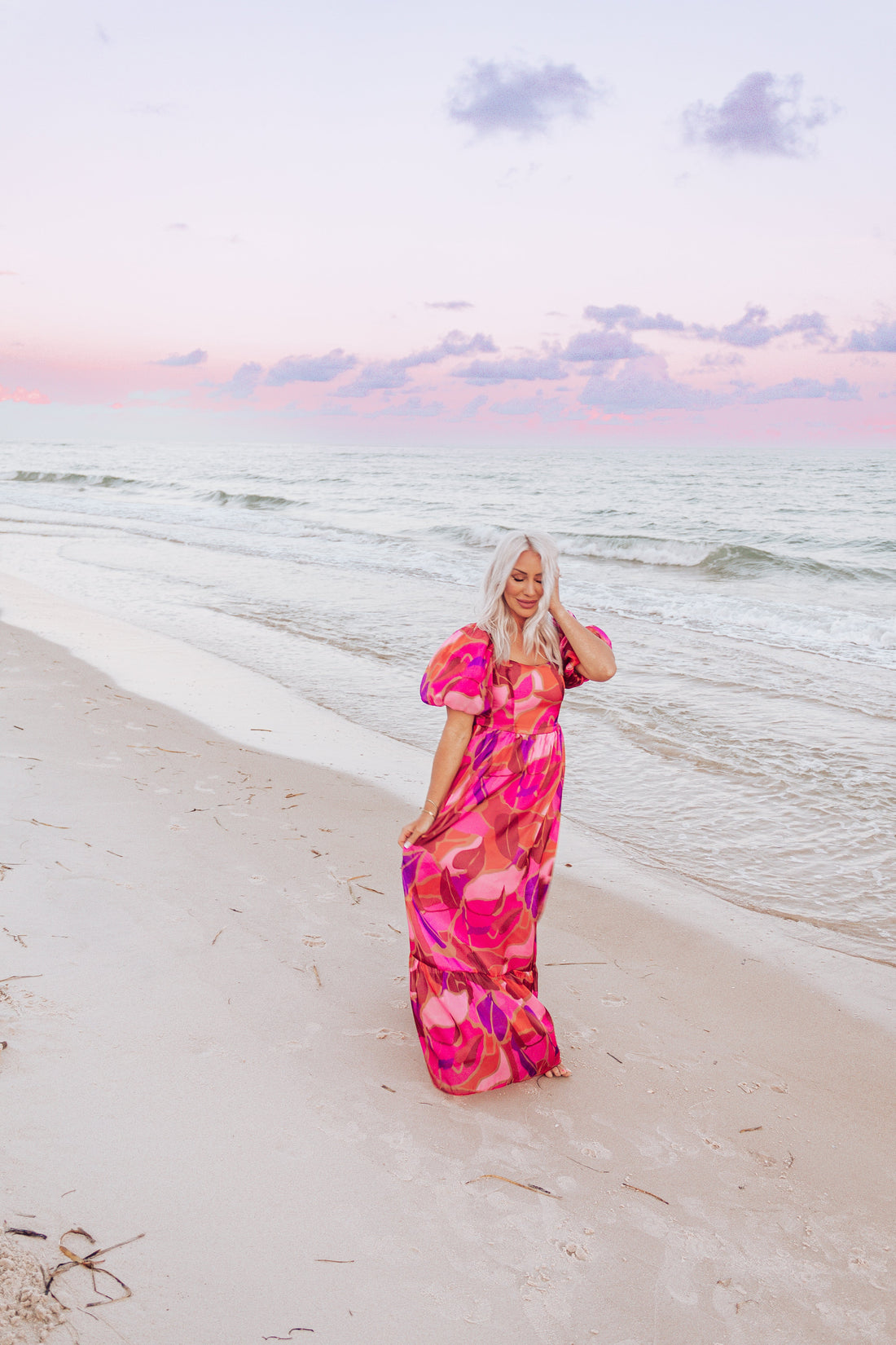 Fall Florals Puff Sleeve Maxi Dress