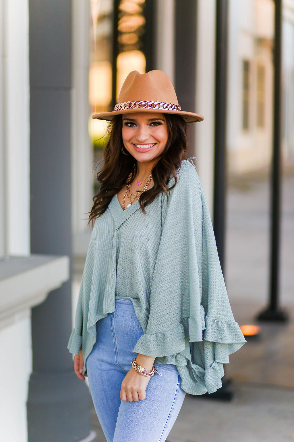Blush V-Neck Quater Sleeve Pullover