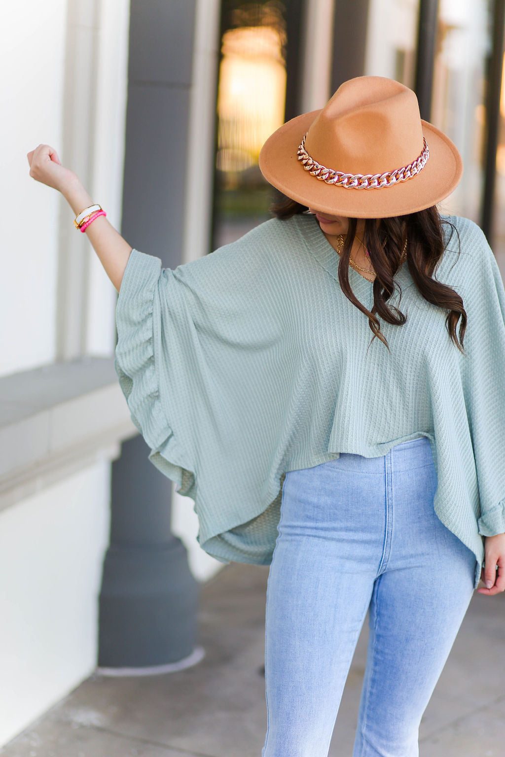Blush V-Neck Quater Sleeve Pullover