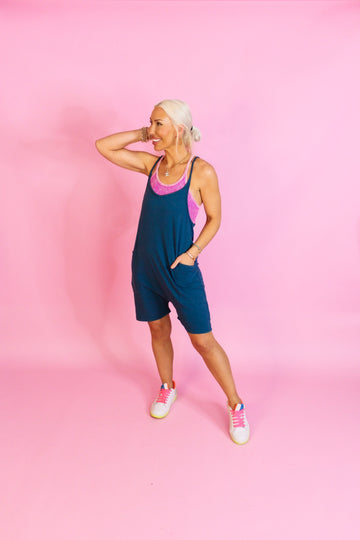 Hottie Teal Pocketed Romper