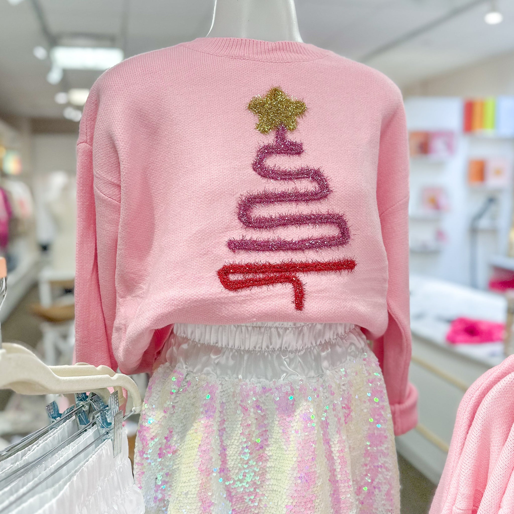 Pink Sparkly Christmas Tree Sweater