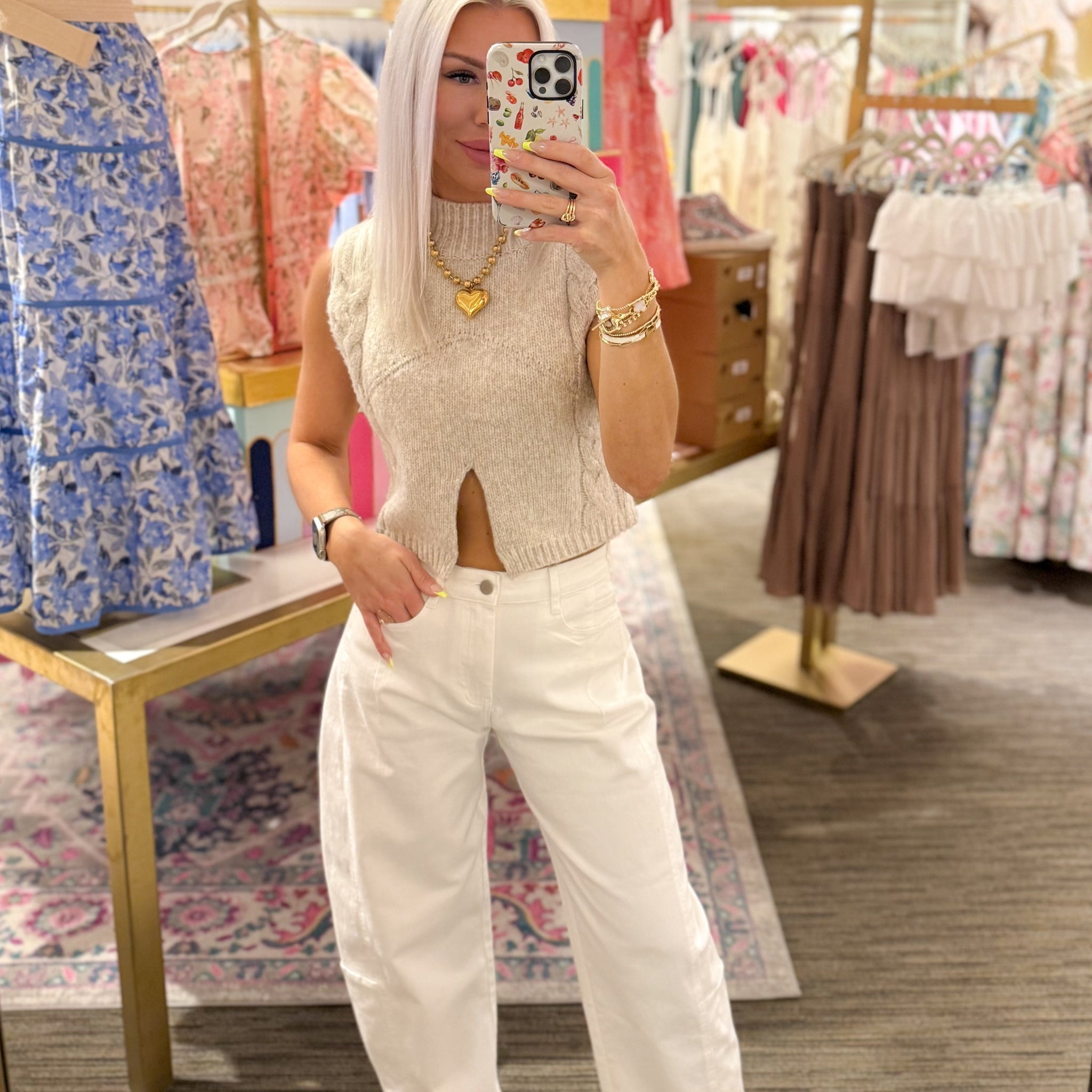 Hayley White Barrel Leg Jeans
