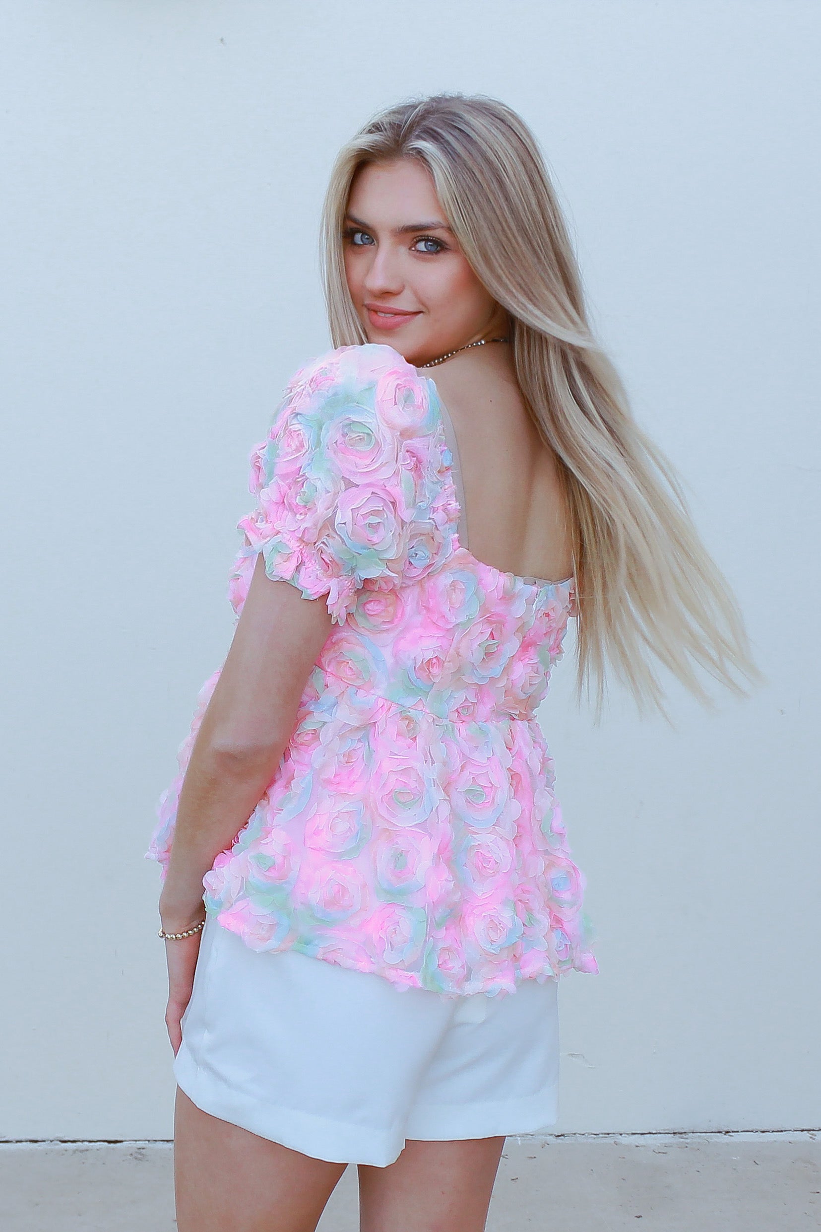 Multi Color Floral Baby Doll Top