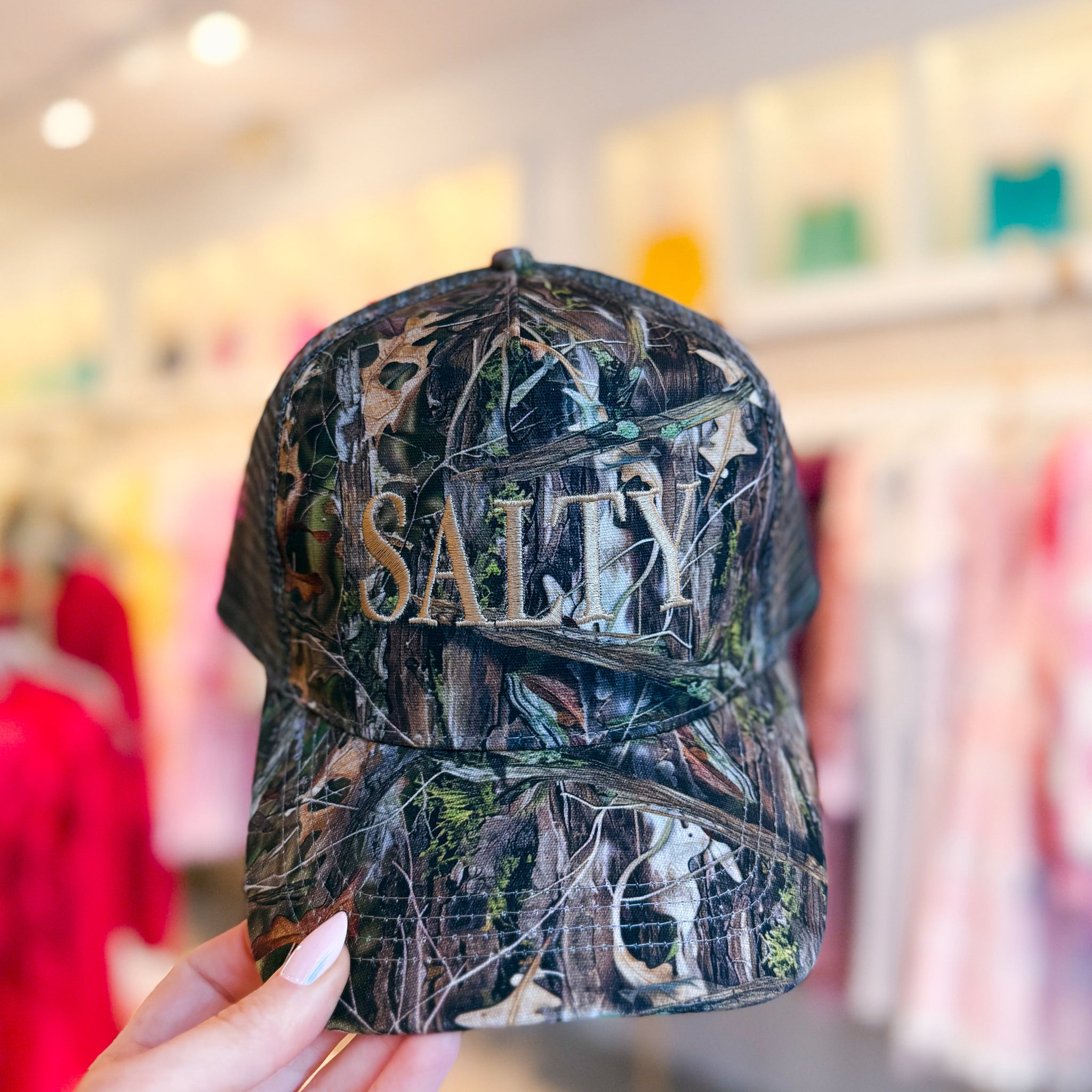 Salty Camo Embroidered Trucker Hat