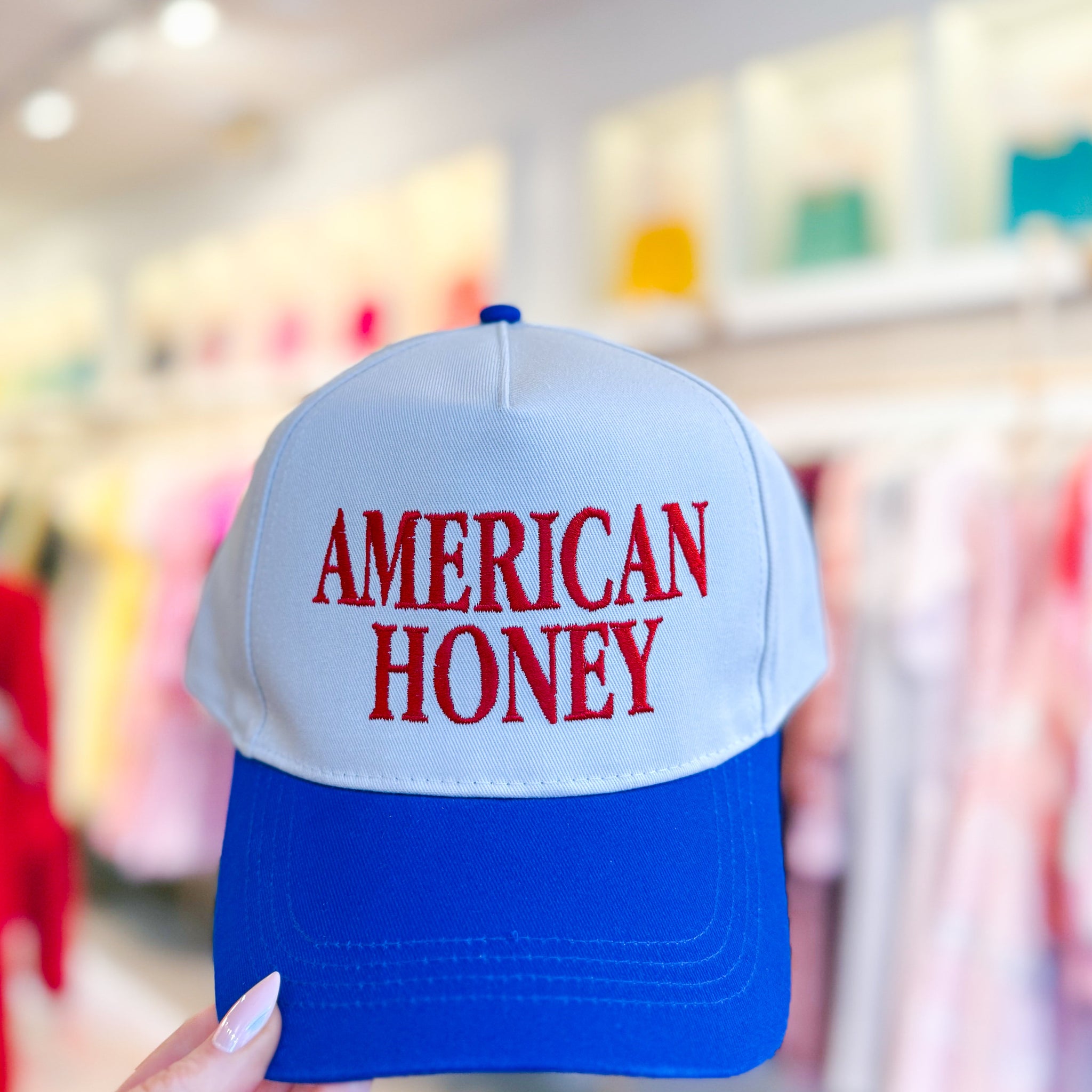 American Honey Blue Bill Embroidered Trucker Hat