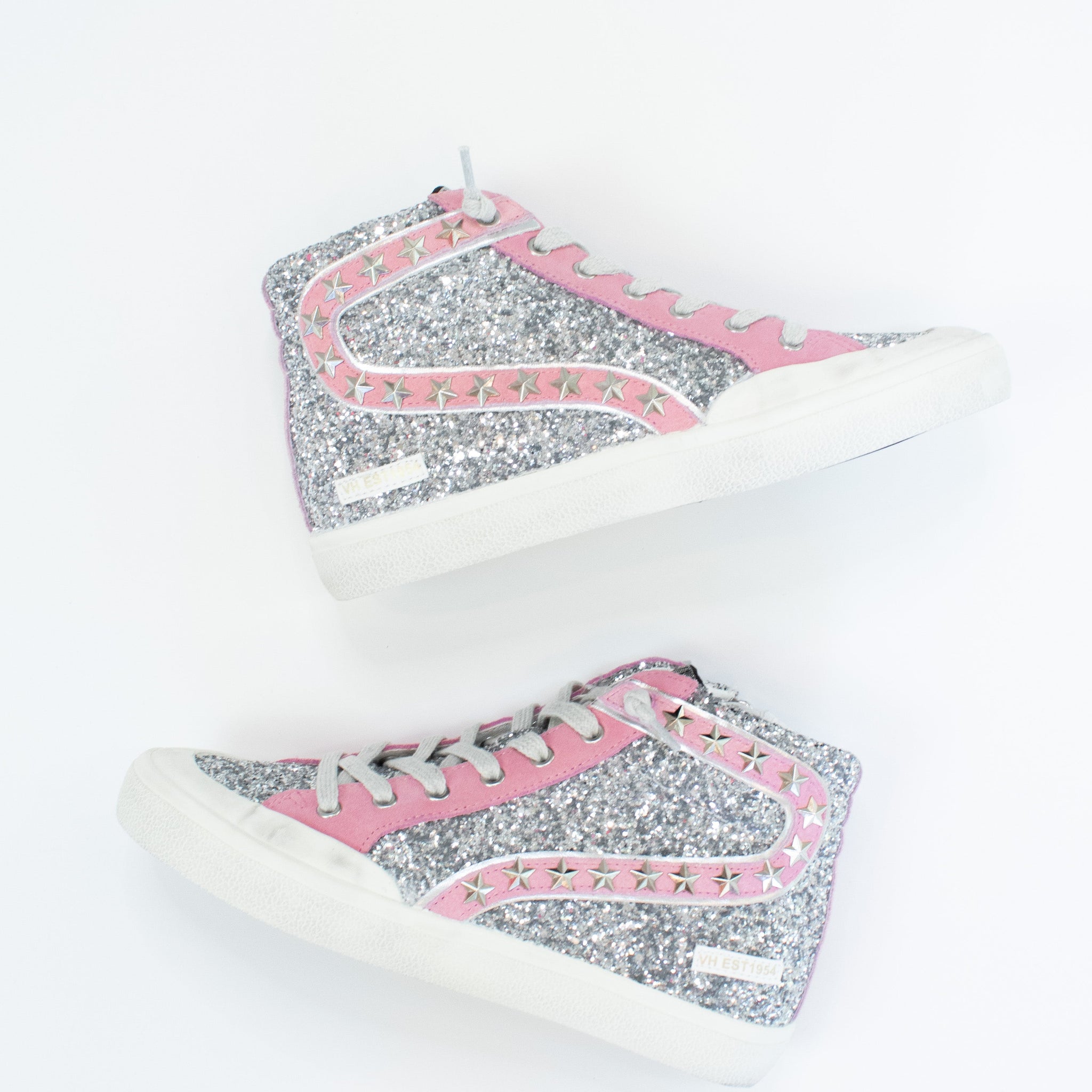 Ilana Silver Glitter Vintage Havana High Top Sneaker