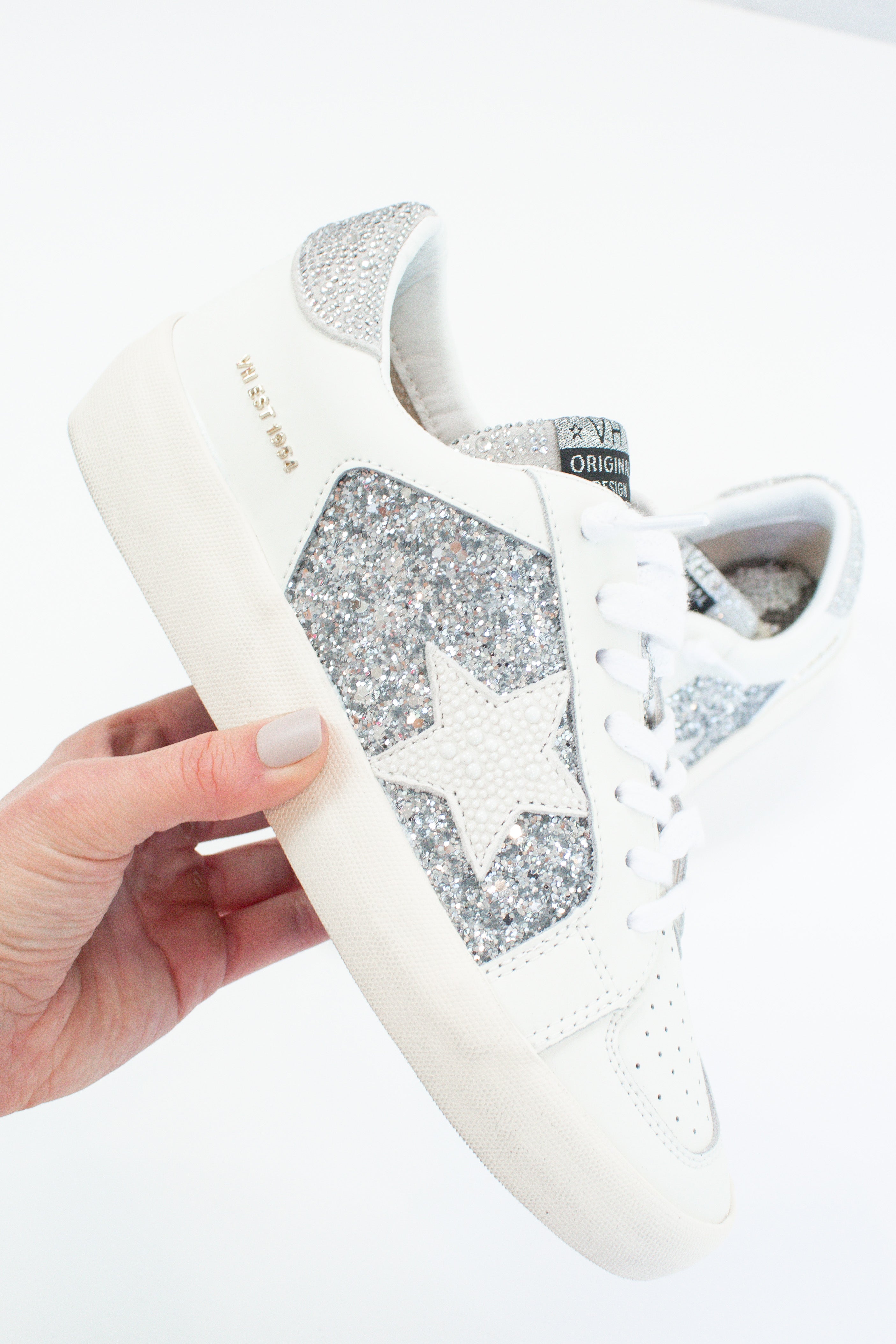 Georgette Silver Glitter Vintage Havana Low Top Sneaker