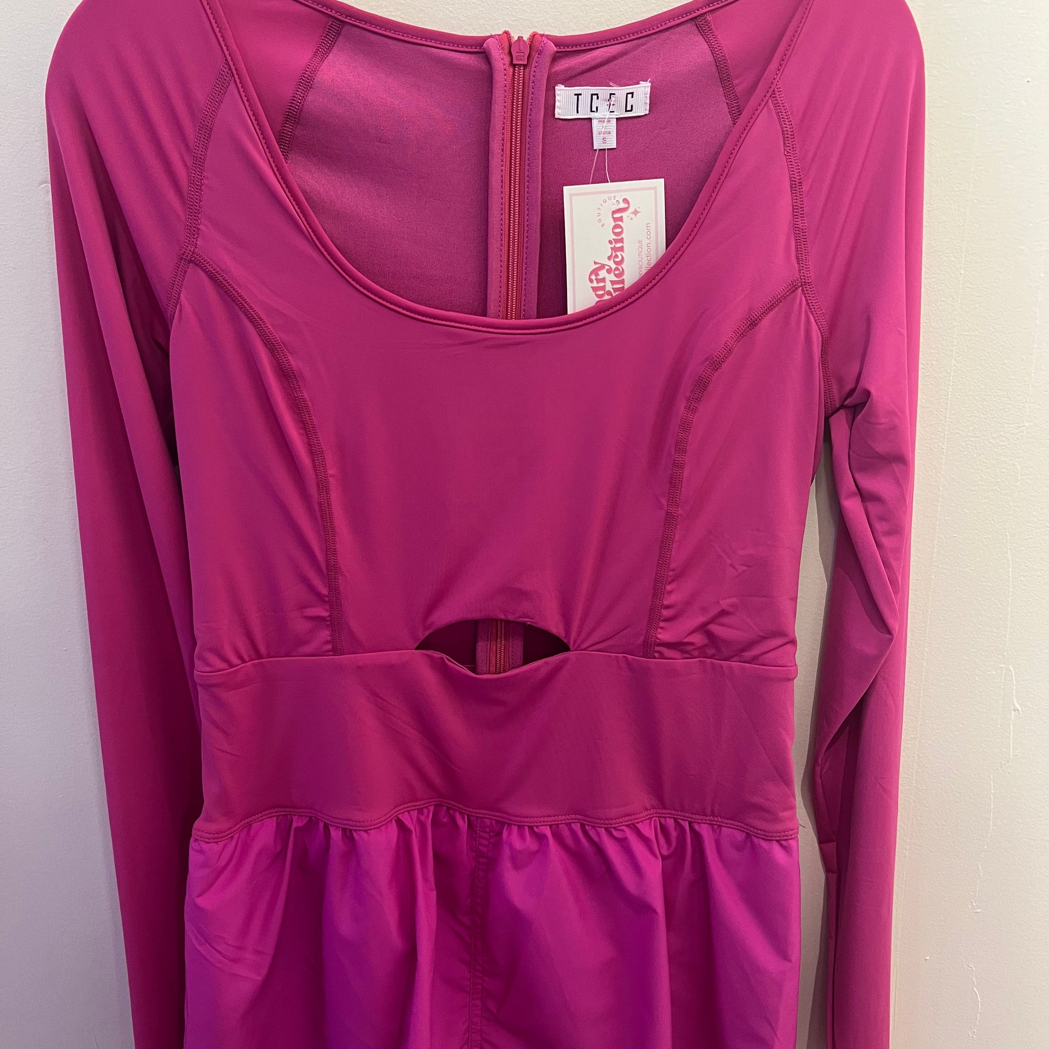 Pink Long Sleeve Athletic Romper