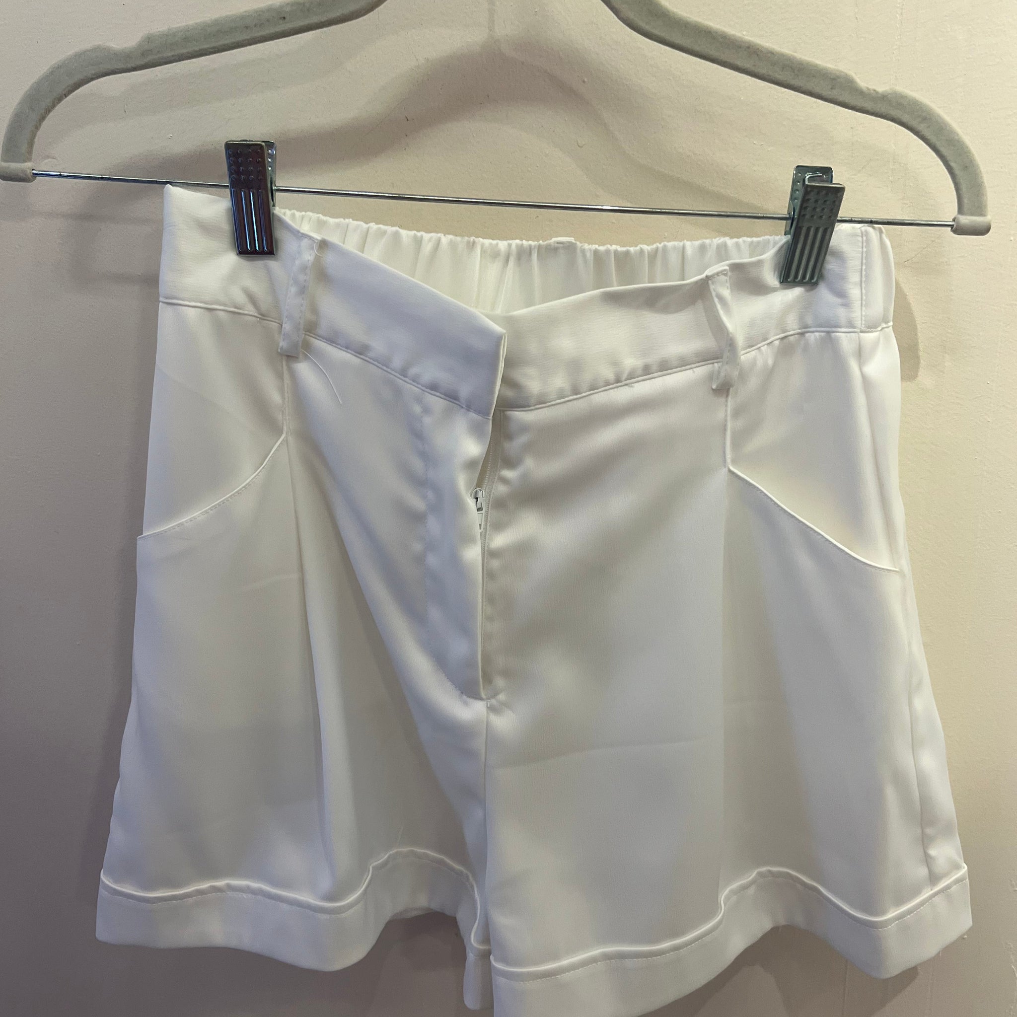White Satin High Waisted Shorts
