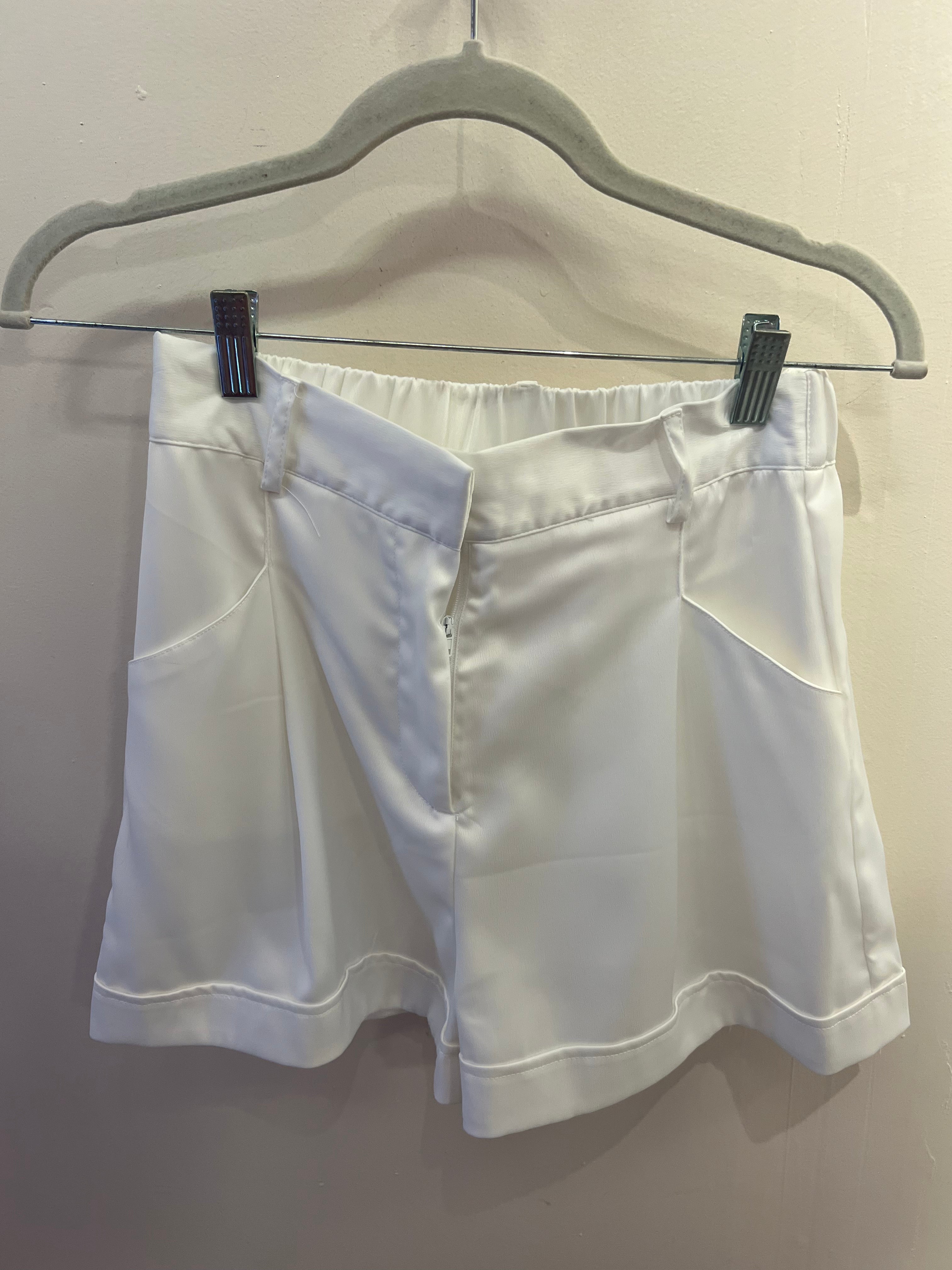 White Satin High Waisted Shorts