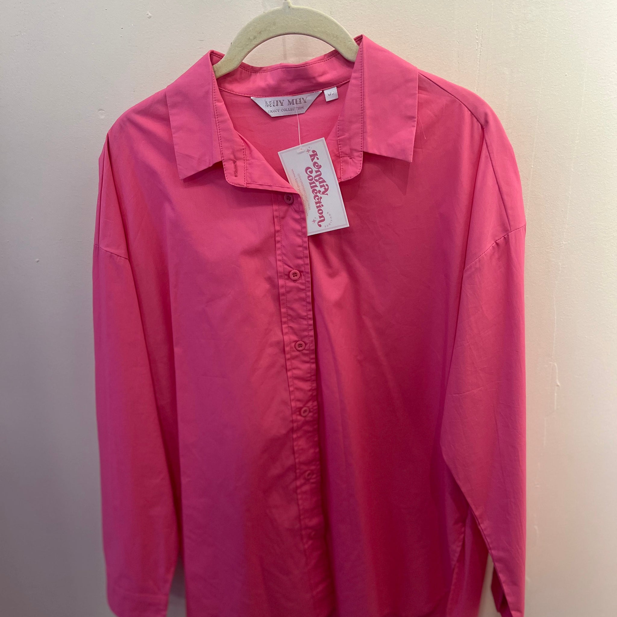 Pink Oversized Button Up Top