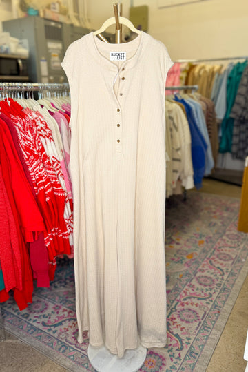 Taupe Knit Wide Leg Jumpsuit