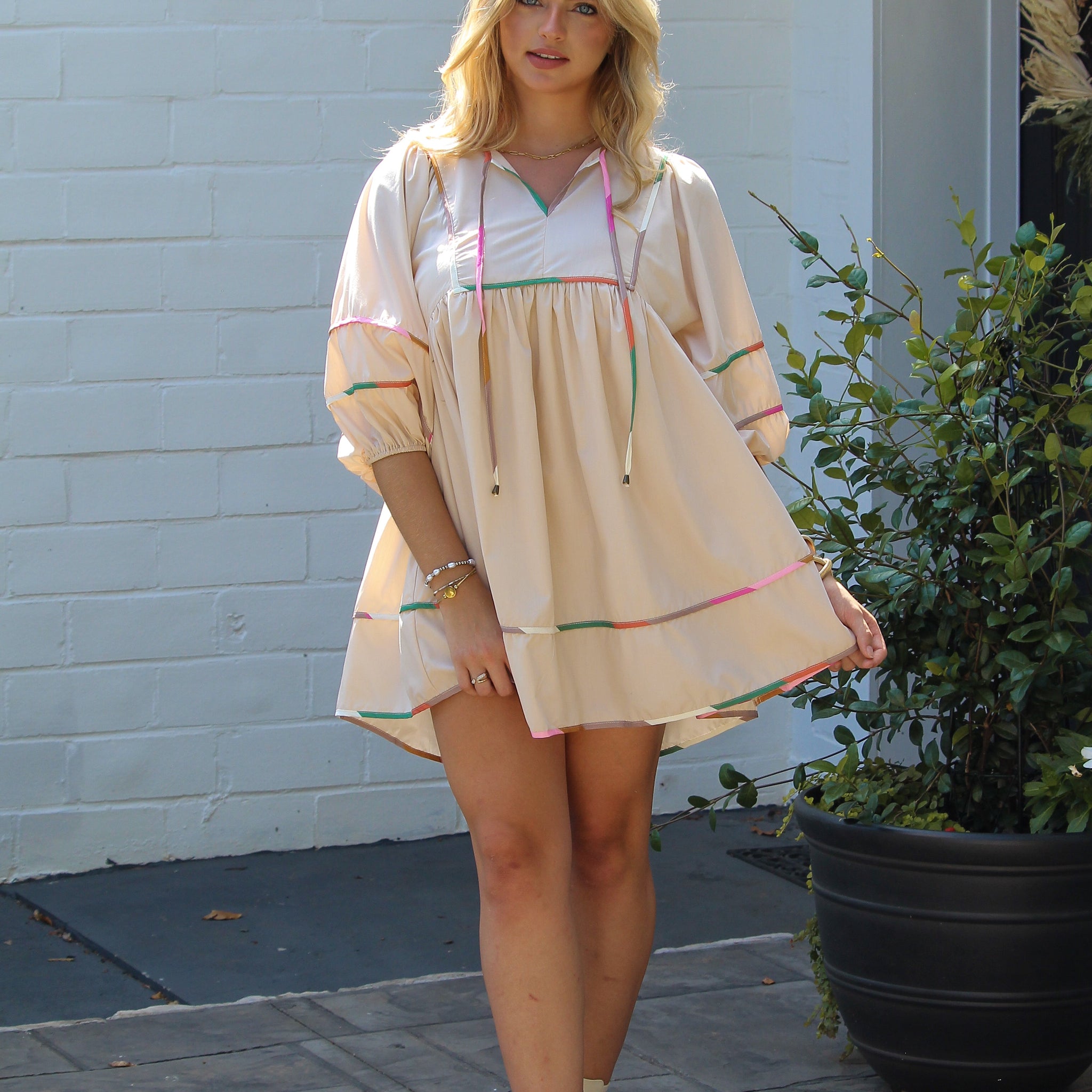 Pumpkin Patch Cream Multicolor Baby Doll Dress