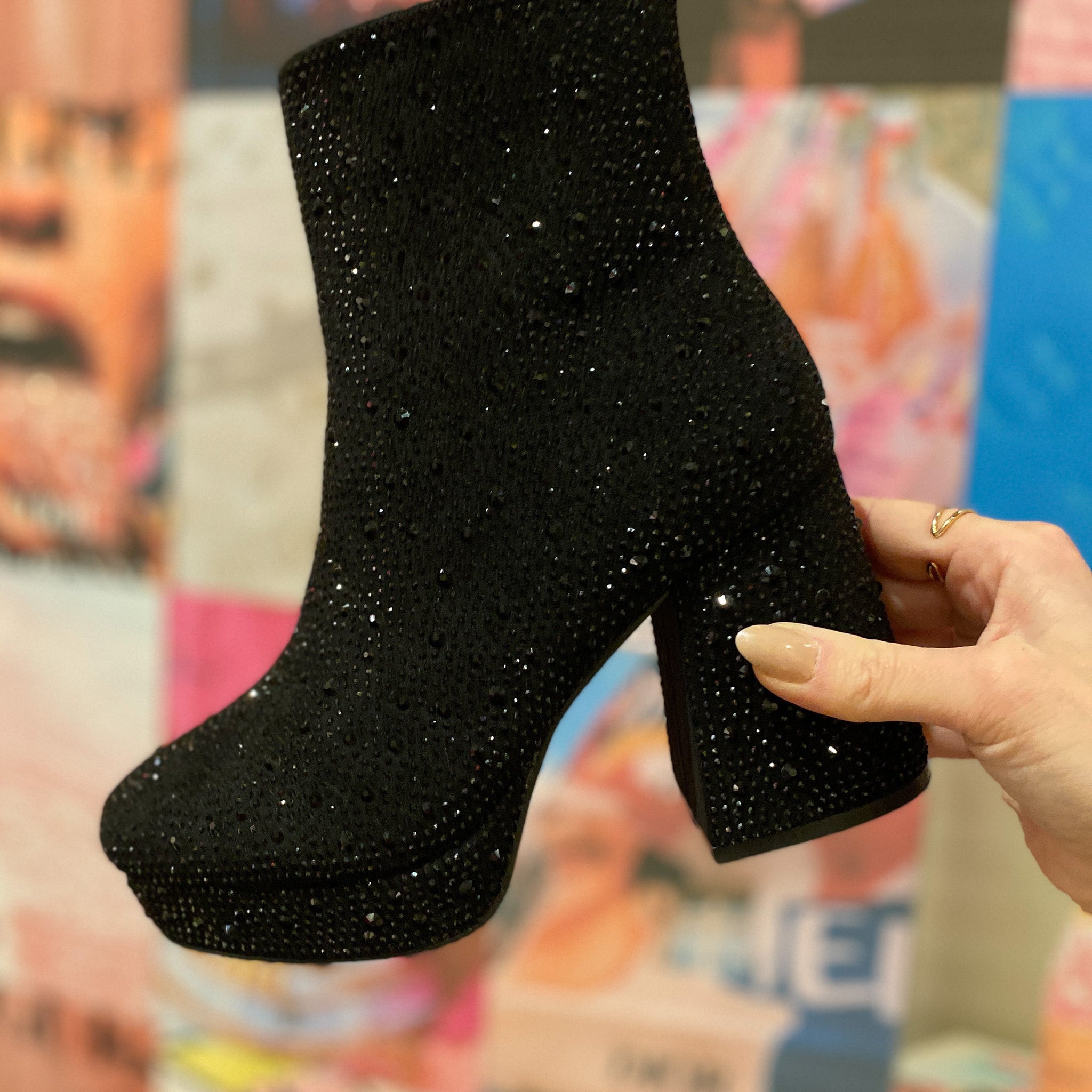 Bayside Vintage Havana Black Rhinestone Booties