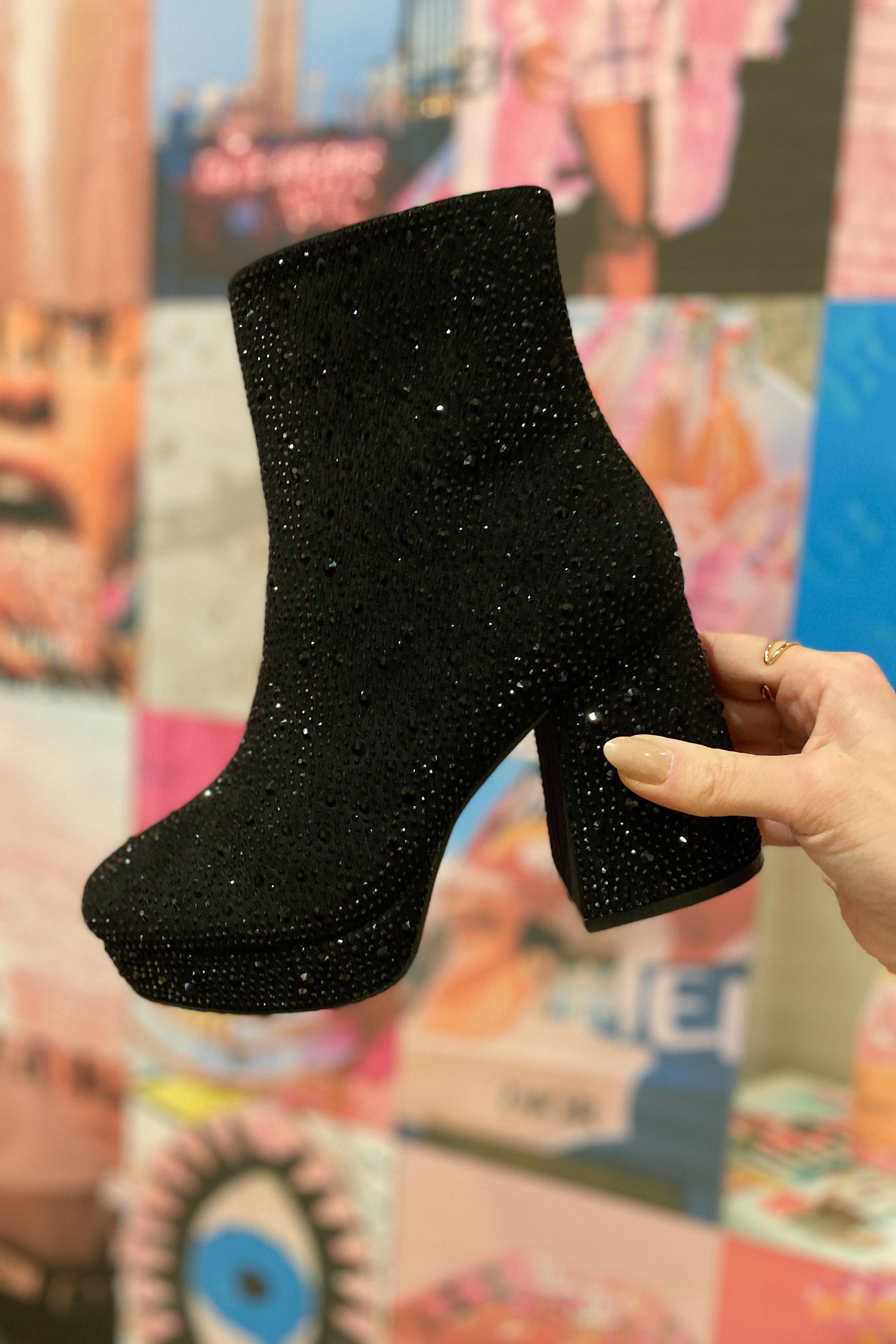 Bayside Vintage Havana Black Rhinestone Booties