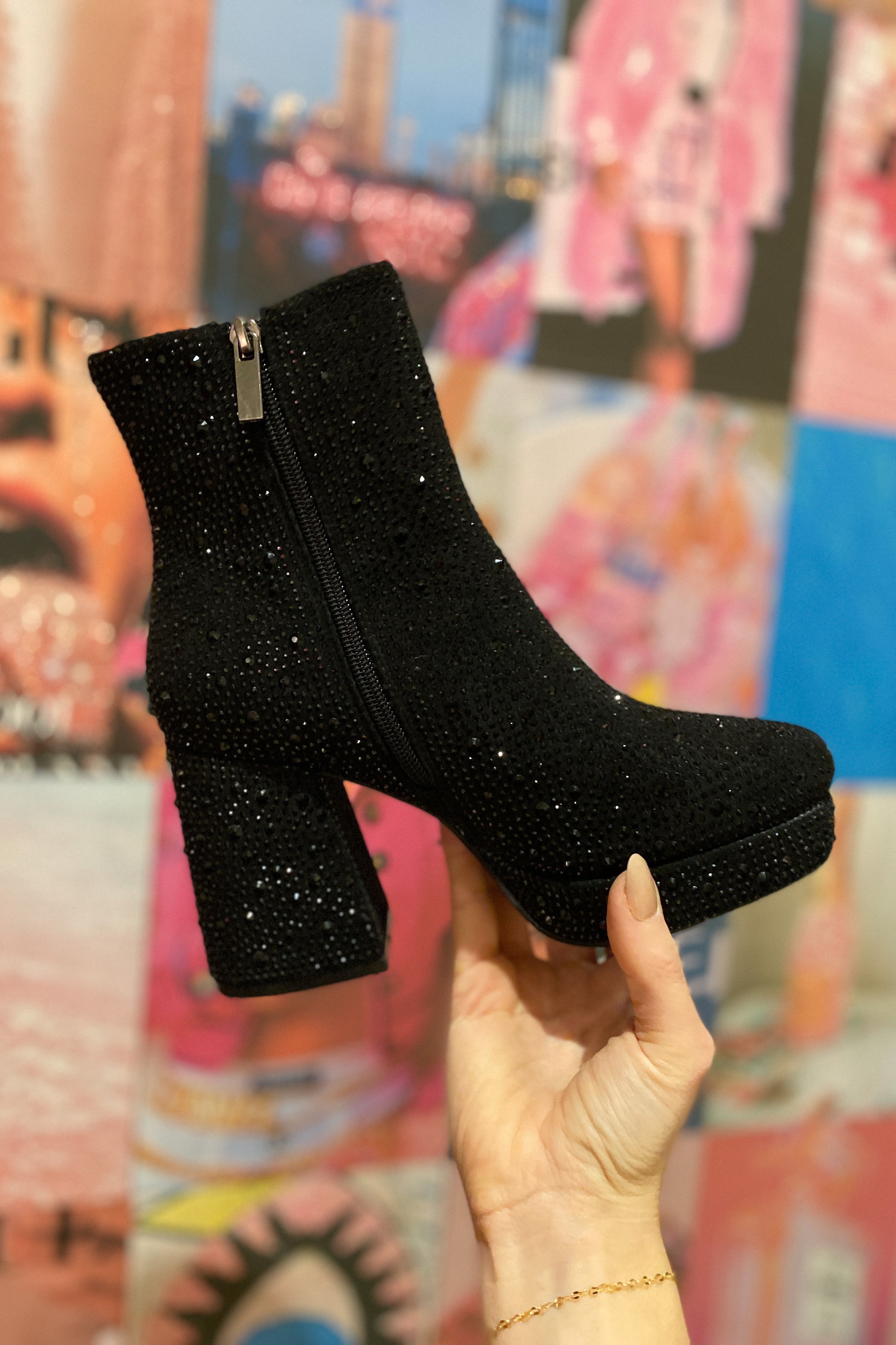 Bayside Vintage Havana Black Rhinestone Booties