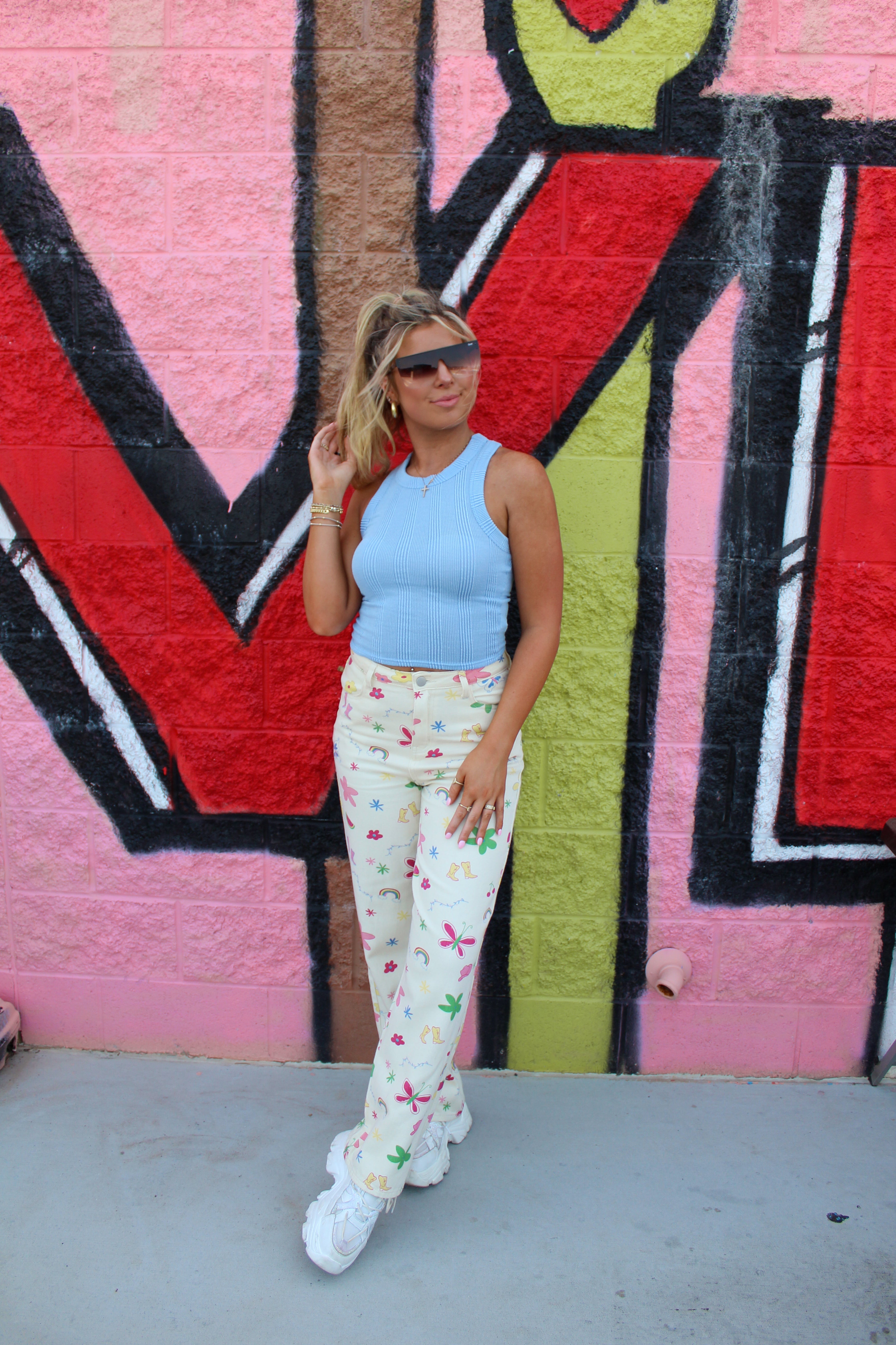 Light Blue Racerback Ribbed Tank Top