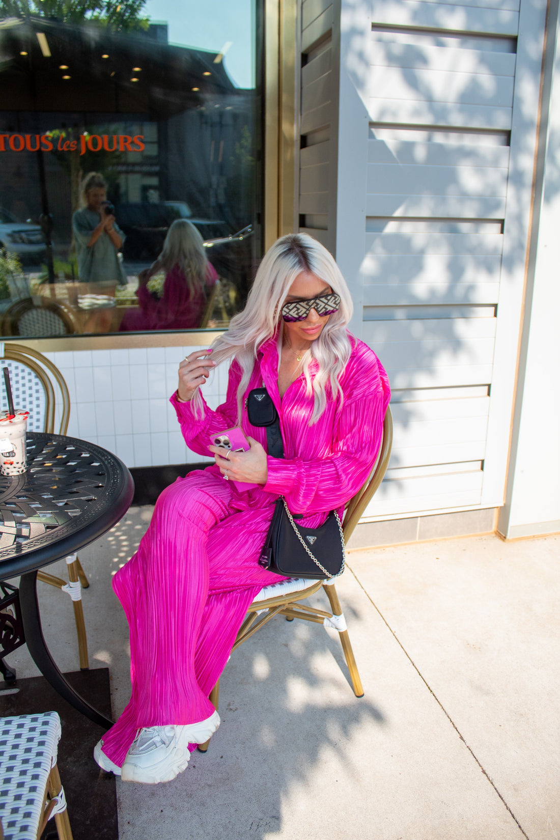 Hot Pink Pleated Pants Set