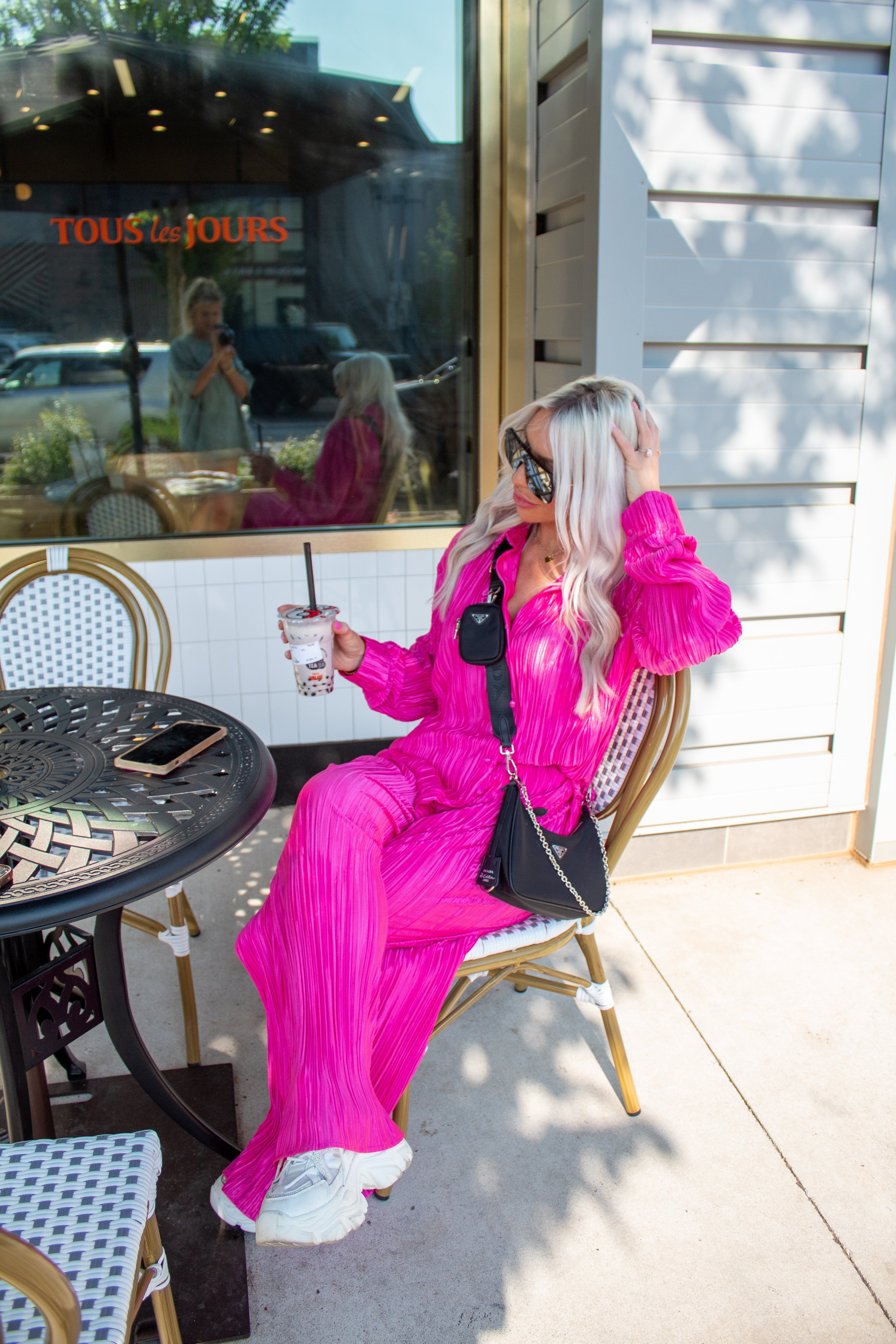 Hot Pink Pleated Pants Set